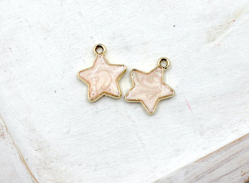 Pink Star, 17mm x 17mm, Gold Plated Brass, Sold As 2 Pieces.